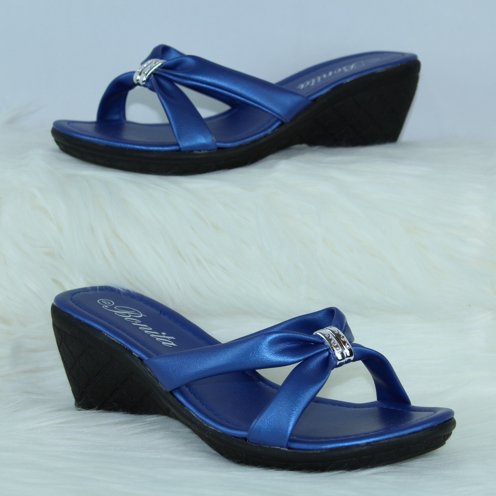 3/$25 Blue Slip on Dress Shoe Sandals